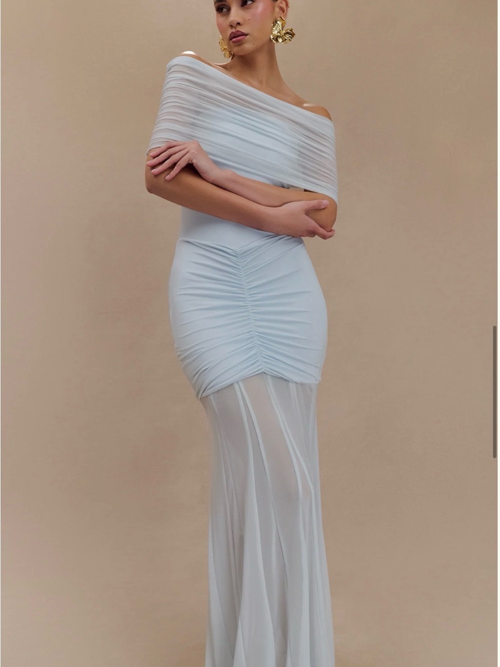 Meshki Off-Shoulder Caspian Mesh Maxi Dress - Picture 2 of 4